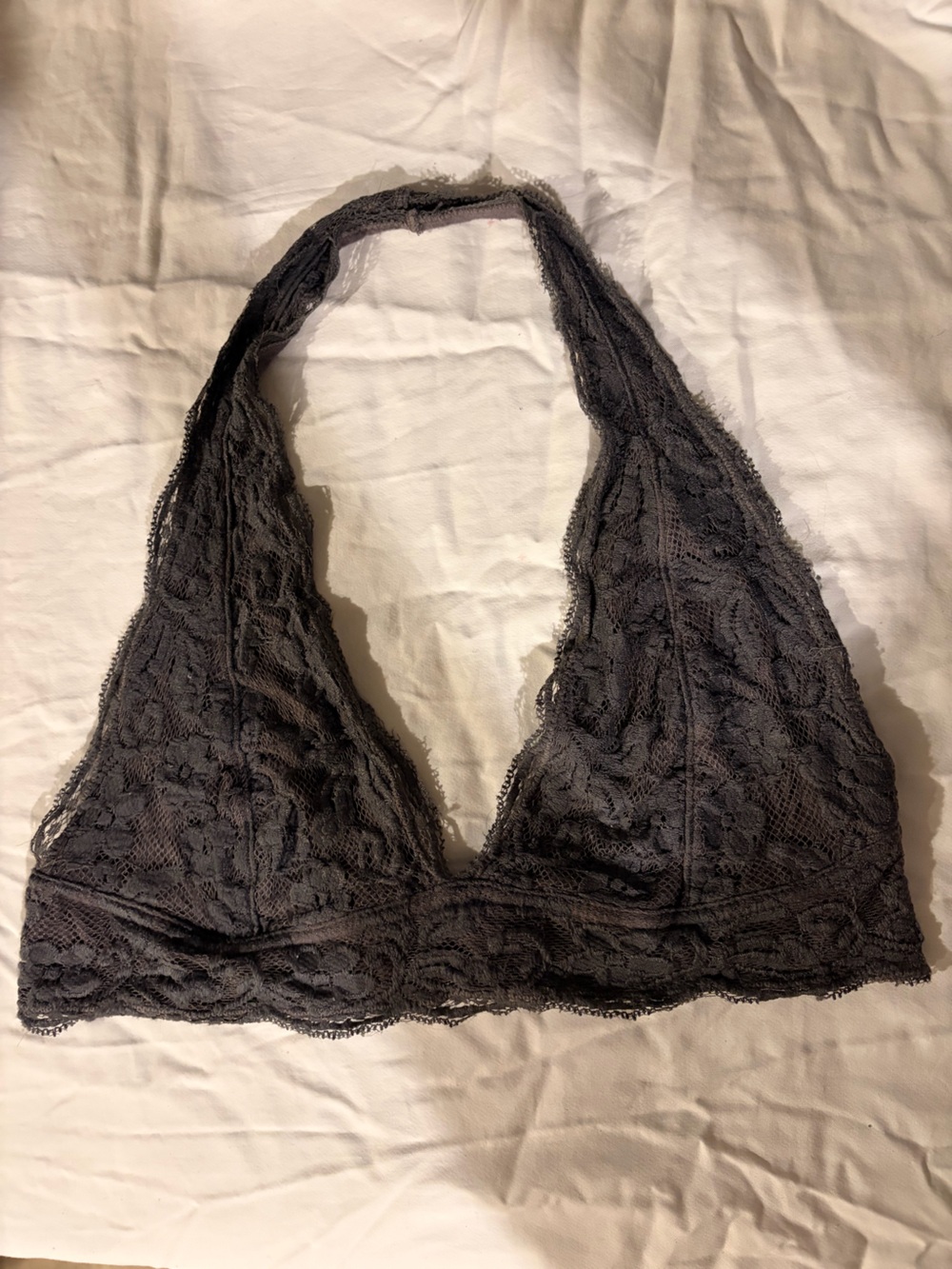 Pins & Needles Charcoal Lace Halter Bralette
